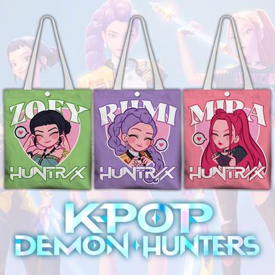 KPOP Cacciatrici di Demoni Gruppo di Ragazze Anime Cartone Animato Film e Televisione Periferico Borsa di Tela Borsa per la Spesa Borsa a Spalla