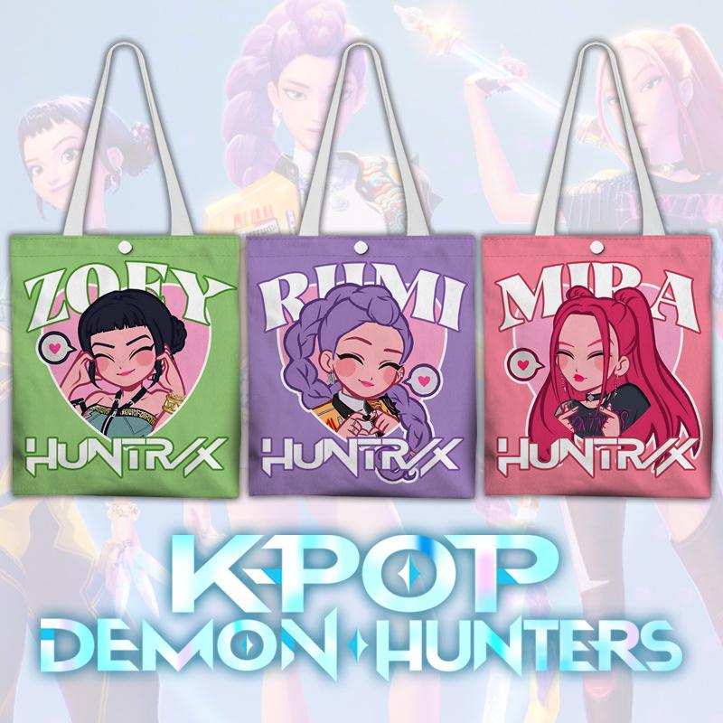 KPOP Demon Hunter Girls Group Anime Cartoon Film and Television Peripheral Canvas Bag Shopping Bag Shoulder Bag CLE