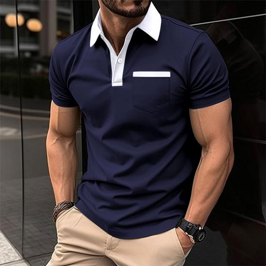 2024 Spring Summer Men Polo Shirt Short Sleeve Polo Shirts Contrast Color Polo New Clothing Streetwear Casual Fashion Men Tops