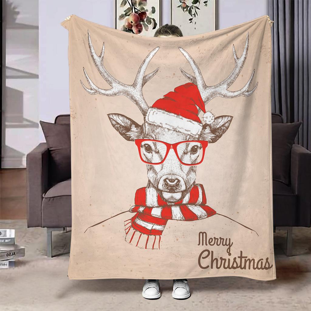 Christmas Creative Throw Blanket Flannel Print Blanket Super Soft Cozy Sofa Nap Blanket Home Blanket Perfect Home Gift for Her
