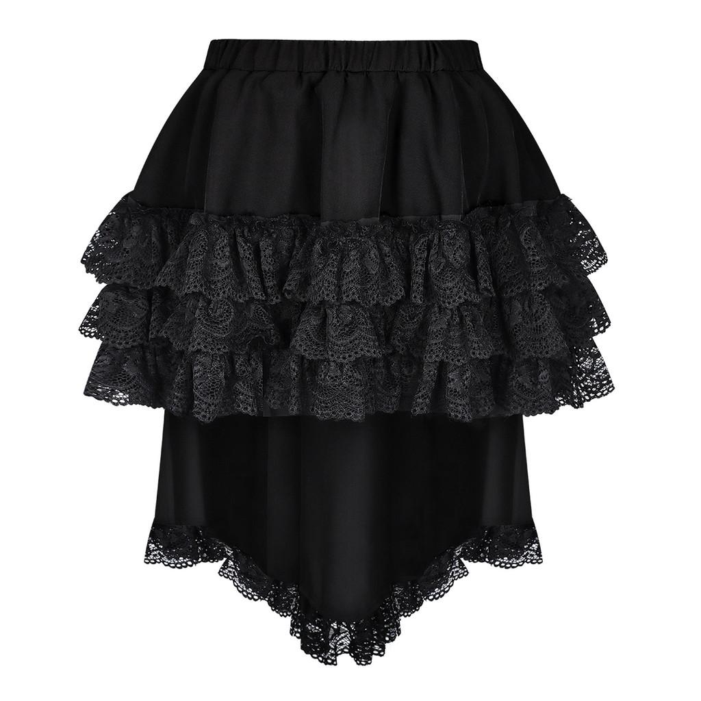 Gothic Punk Skirt With Lace Hem For Alternative Fashion And Daily Wear