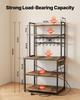 Kitchen Bakers Rack, 1.5m Power Cable Bakers Rack with Power Outlet, Kitchen Stand with X-Shaped Support Bar, 12 S-Shaped Hooks, Coffee Bar Stand for