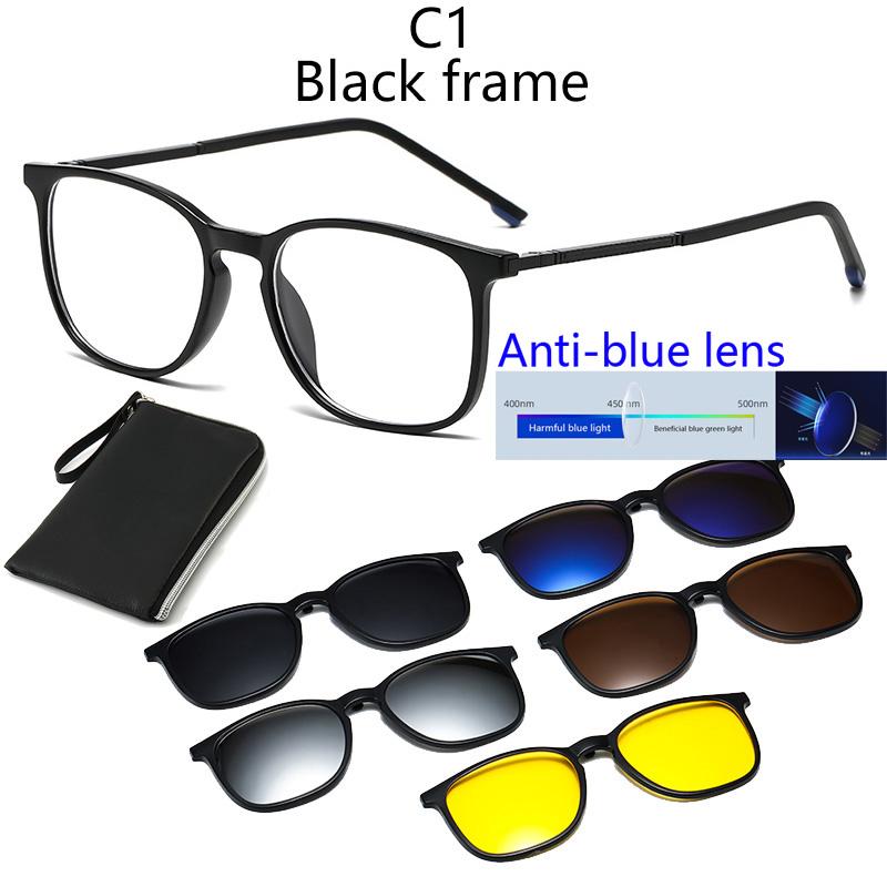 Anti Blue Light Blocking Lens Myopia Sports Magnetic Mirror Sets Polarized Square Sunglasses Sping Hunge Big Metal Frame