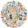 50PCS Cute Watercolor Diverse Animal Graffiti Stickers Cartoon DIY Skateboard Mobile Laptop Decoration Reward Stickers Toy