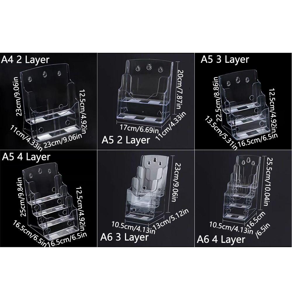 A4/A5/A6 Clear Flyers Display Stand 2/3/4 Layers Desktop Document Rack Brochure Holder  Office