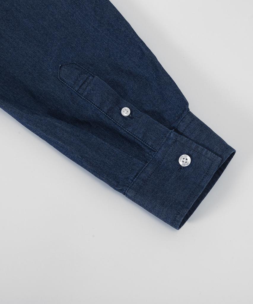 LXT Straight Cotton Longline Denim Shirt [Dark Indigo]