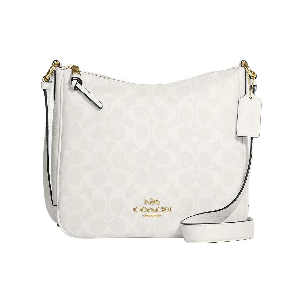 

Coach Ellie 26 External Zipper Pocket Classic Monogram Print Canvas With Pebble Leather Crossbody Shoulder Bag Medium Women bags C1649-IMRFF Basic Set (Bag+Dust Bag)