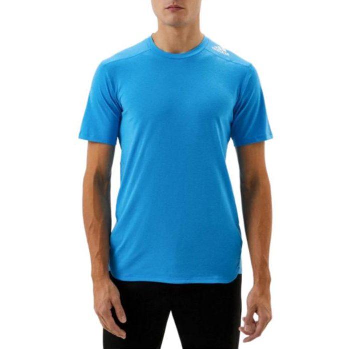 adidas T Shirts Men's Lake Blue V Neck Straight Fit HB9199