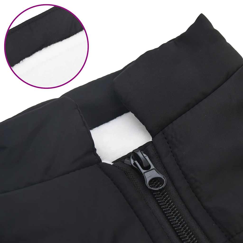 Dog Coat with Integrated Harness Waterproof and Reflective Black Size L36
