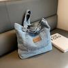 Women Shoulder Bag Luxury Designer Denim Handbag Fashionalbe Clutch Bag Vintage Simple Female Commuter Handbag for Office Travel