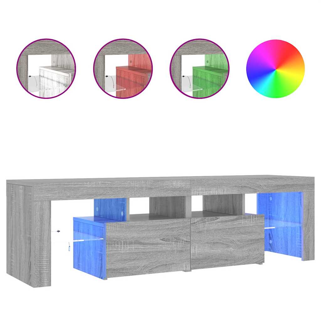 vidaXL TV-Schrank mit LED-Leuchten Grau Sonoma 140x36,5x40 cm
