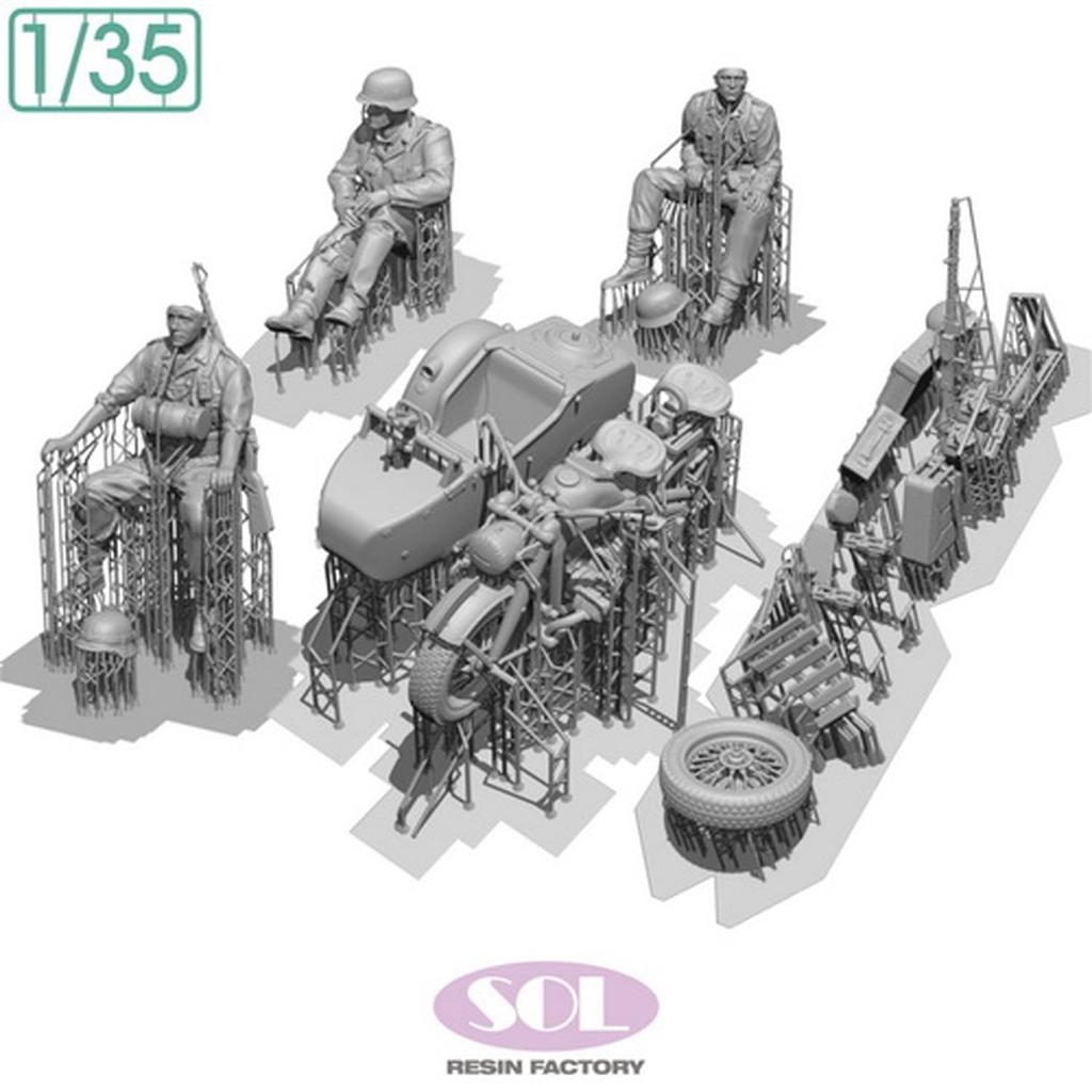 Sol Model WWII German KS750 Military Sidecar with 3 Crew 3D Printer Kit MM879 1/35 Members, (Motorcycle)