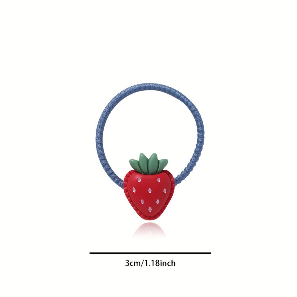 Cute Cartoon Fruit Hair Ties for Girls - High-Elasticity Soft Stretchy Vibrant Colors for Everyday Casual Wear, All-Season Use