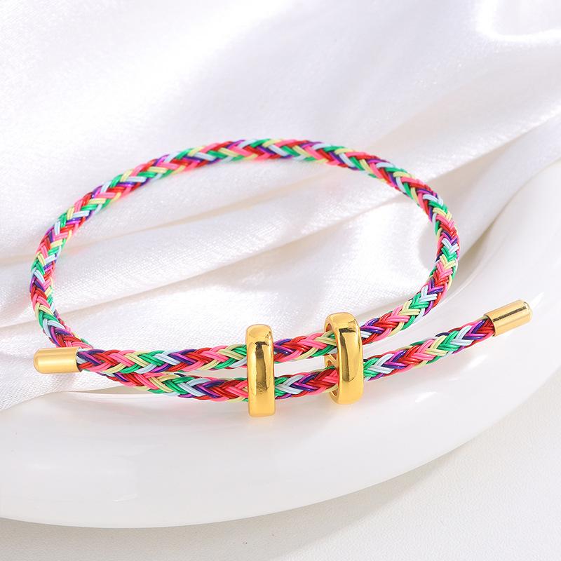 Titanium steel waterproof and sweat-proof pig nose hand rope adjustable I-shaped buckle steel wire multicolored rope D hard gold red rope