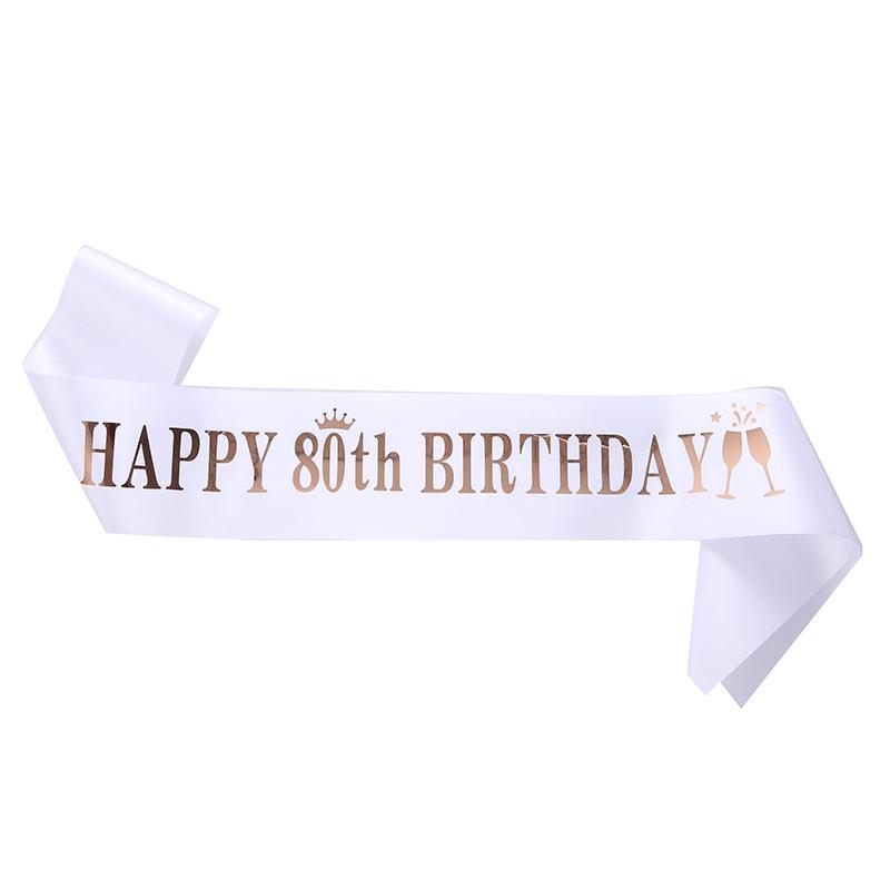 Happy Birthday Party Sash Ribbon - Age Options: 10, 13, 16, 18, 21, 30