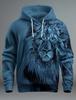Women's  3D Vintage Realistic Lion Head Print Khaki Hoodie Casual Streetwear Pullover Sweatshirt Soft Comfort Daily Fashion Tops