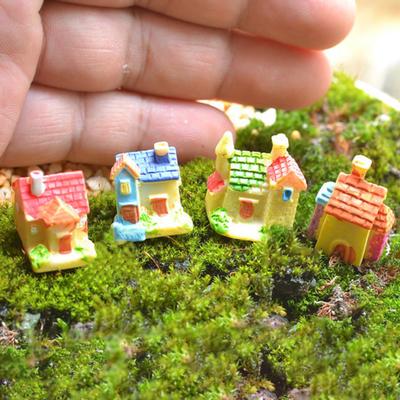 5Pcs Cottage Miniature Ornamental Weather-resistant Resin Micro Landscape Mini Garden Statue for Backyard
