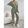 European & American Autumn/Winter Two-Piece Set: V-Neck Ribbed Knit & Casual Straight-Leg Pants