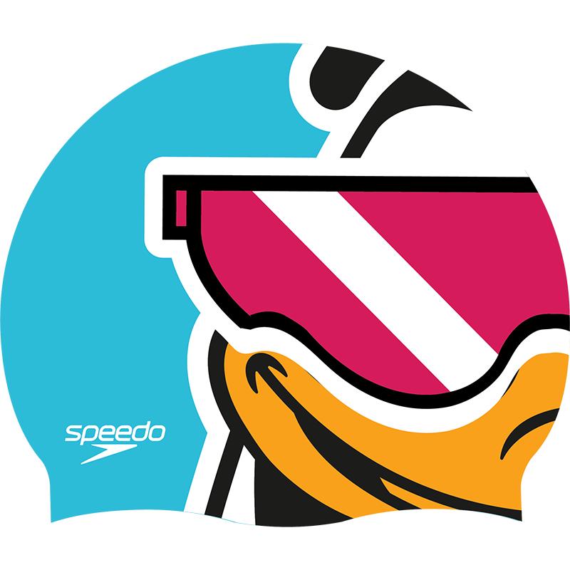 Speedo Kids  Cartoon Print Silicone Swim Cap