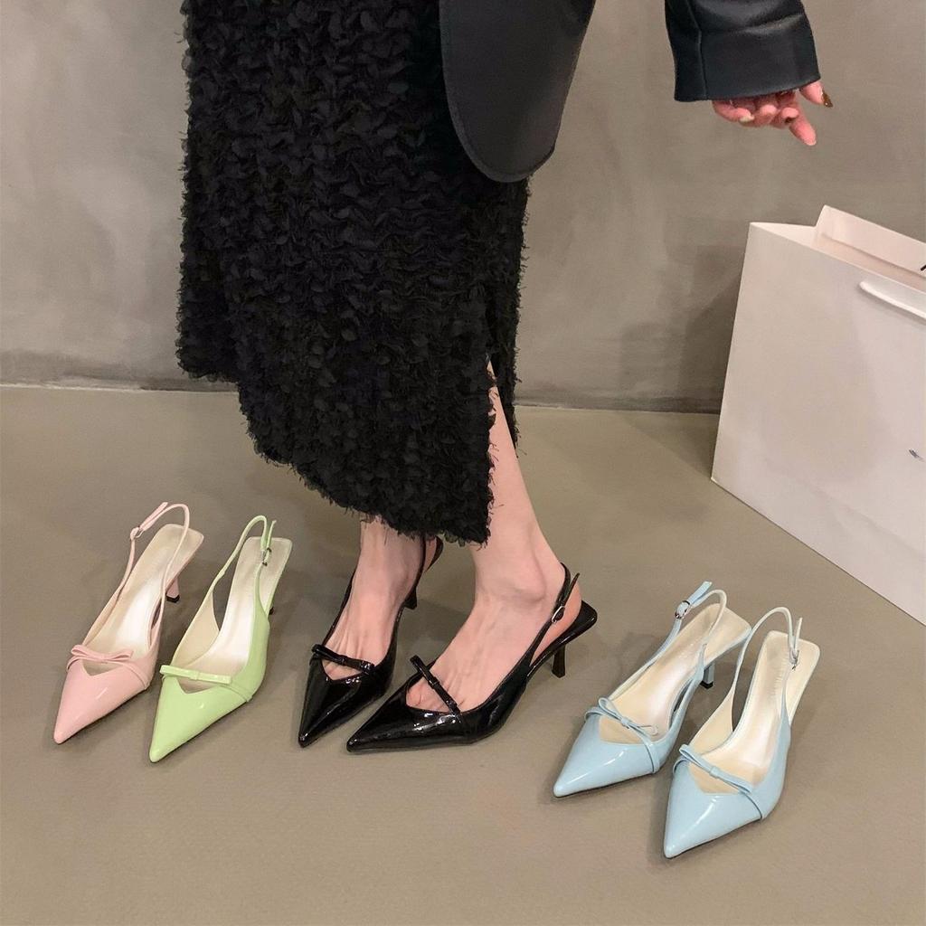 Pointed Toe Heeled Women's Closed Sandals Chic and Elegant Sandal Sales Low Price Designer Original on Offer Korea Ladies Shoes
