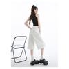 High Quality Retro High Waist Flared Denim Shorts Women Summer Loose Casual Wide Leg Cropped Pants