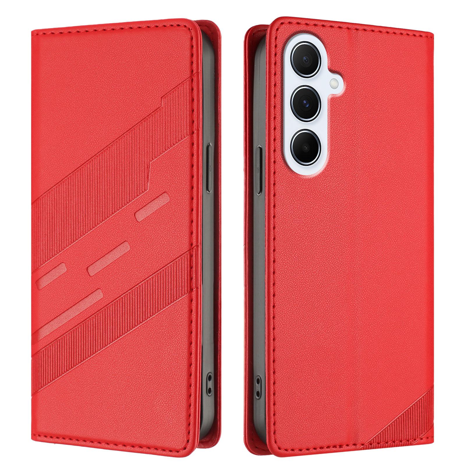 

For Samsung Galaxy A56 5G Phone Cases Punk Style Imprinted Wallet Stand Leather Cover Red