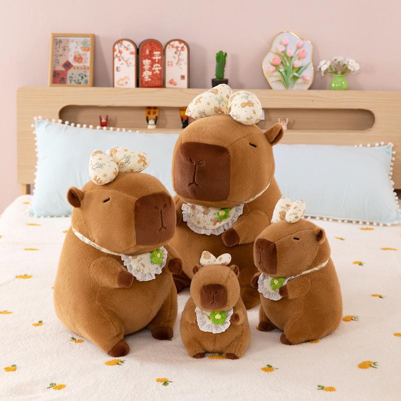 New Kapibara, Bow Apron, Capybara Doll, Throw Pillow, Plush Toy Doll, Girls' Children's Gift.