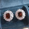 Luxury Green/Pink/Yellow/Red CZ Stud Earrings Women for Engagement Wedding Party Silver Color Fashion Design Jewelry Gift