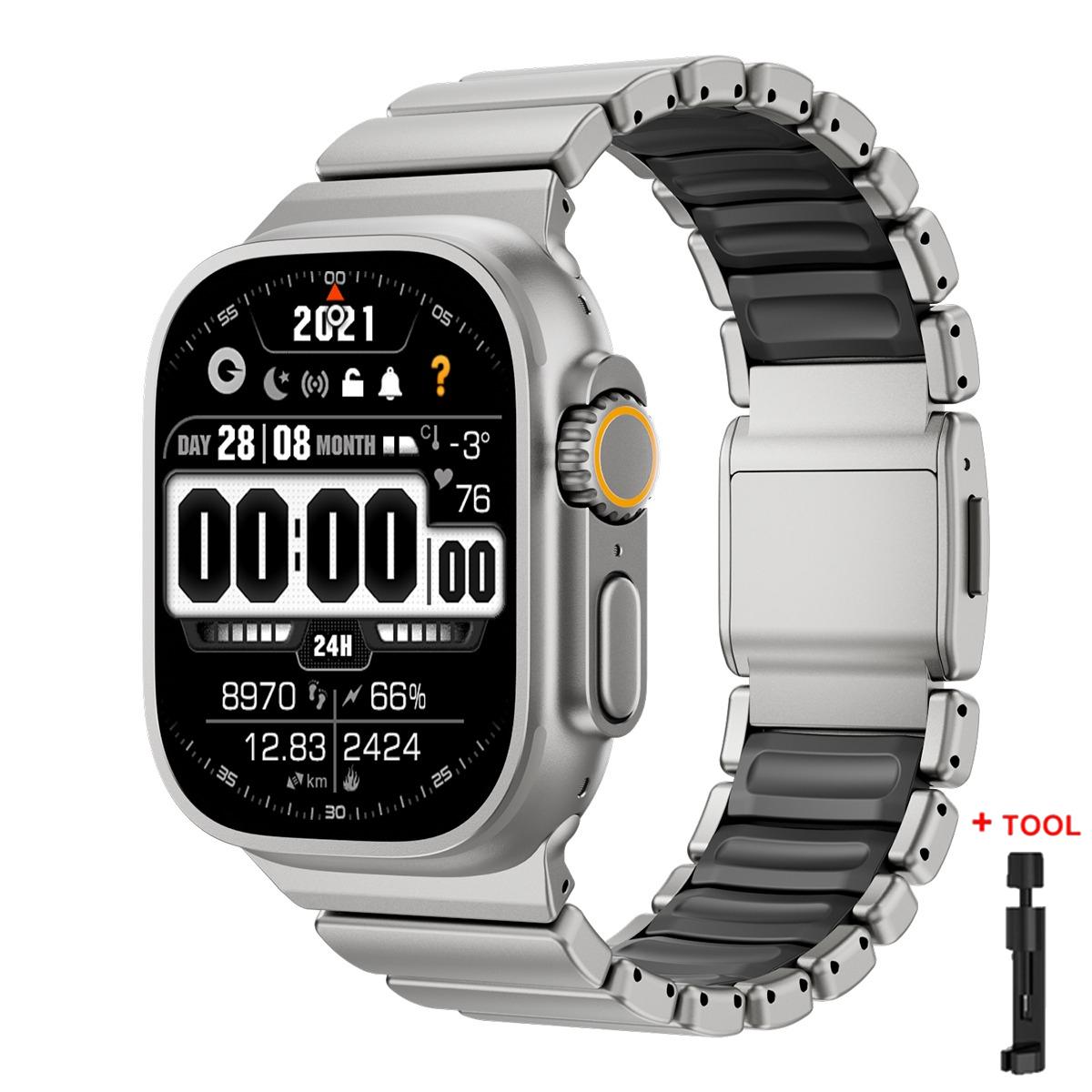 

Titanium Fluororubber Band for Apple Watch Ultra 3 2 49mm 46mm 45 44mm Magnetic Strap for Iwatch 11 10 9 8 7 SE Luxury Watchband Ultra 3 2 1 49mm