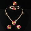 Full Diamond Necklace Earrings Ring Bracelet Four-piece Set Rhinestone Hollow Diamond Collar Bridal Set