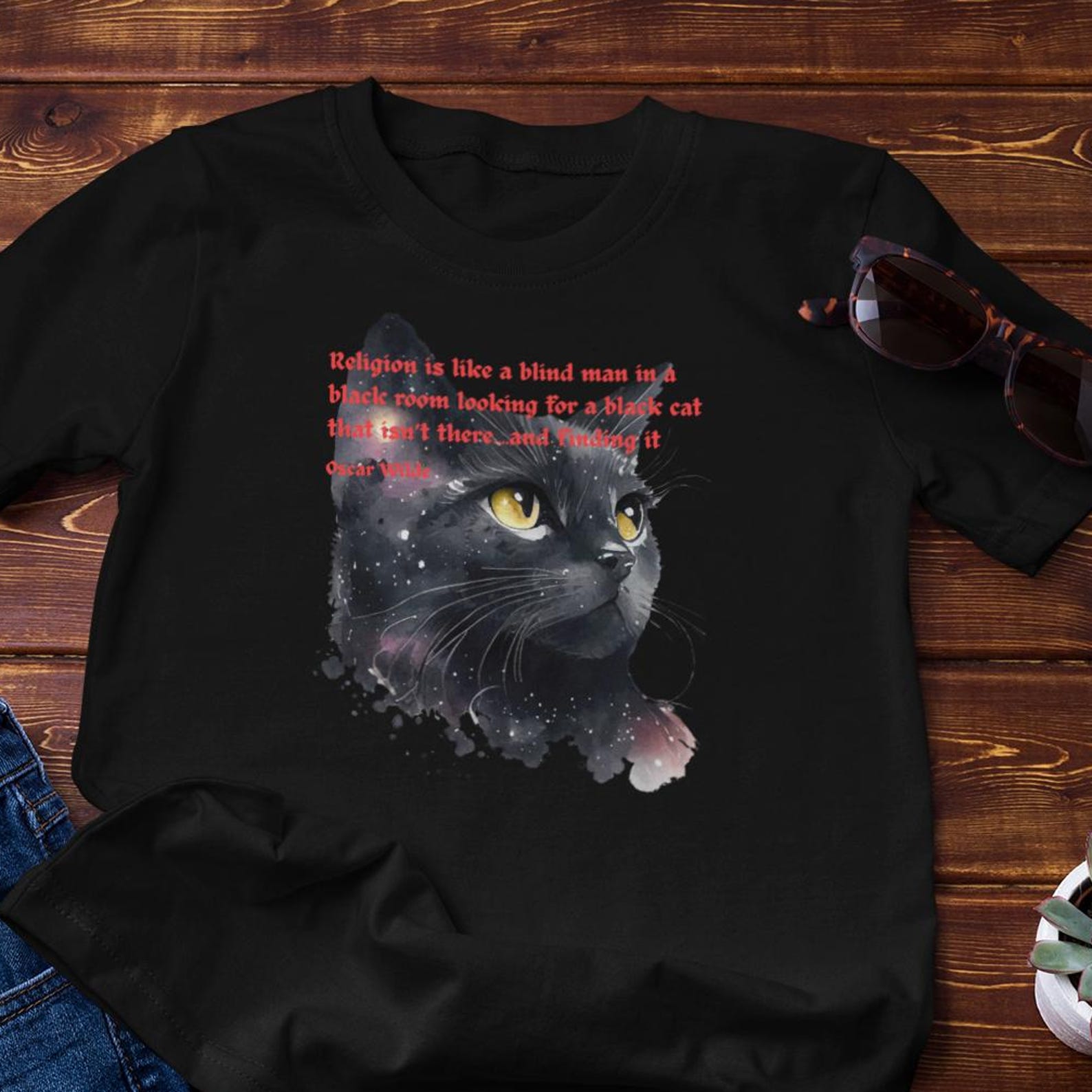 Atheist Shirt - Religion Is Like A Blind Man Looking In A Black Room - Cotton Tee 4XL