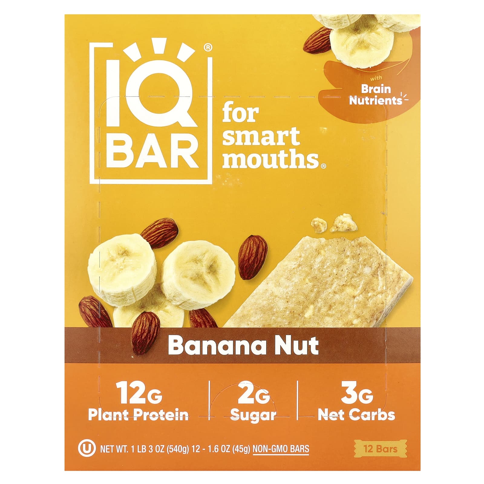 

Plant Protein Bar, Banana Nut, 12 Bars, 45G (1.6Oz) Each