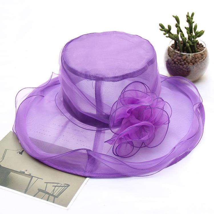 Veil Edge Sun Hat Ladies Summer Flower Organza Top Hat Beach Uv Protection Sun Hat