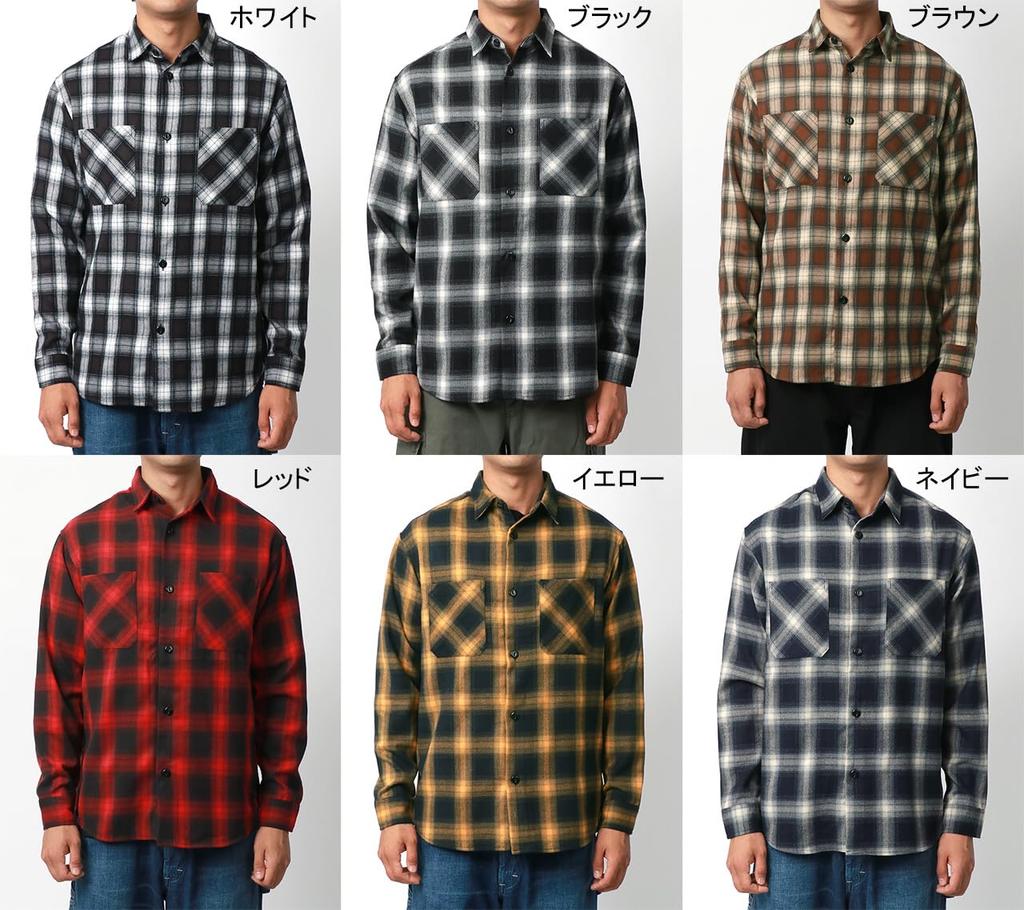 Chemise à carreaux décontractée longue américaine L [MRU], Chemise pour homme, M-6L, Manche, Simple, Décontractée, Blanche,