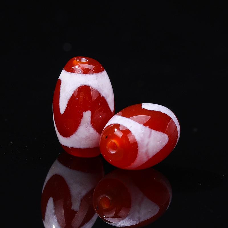 Tibetan Agate Honghong Meat Round Swastika Dzi Beads, Antiqued Weathered Texture for DIY Bracelets & Necklaces