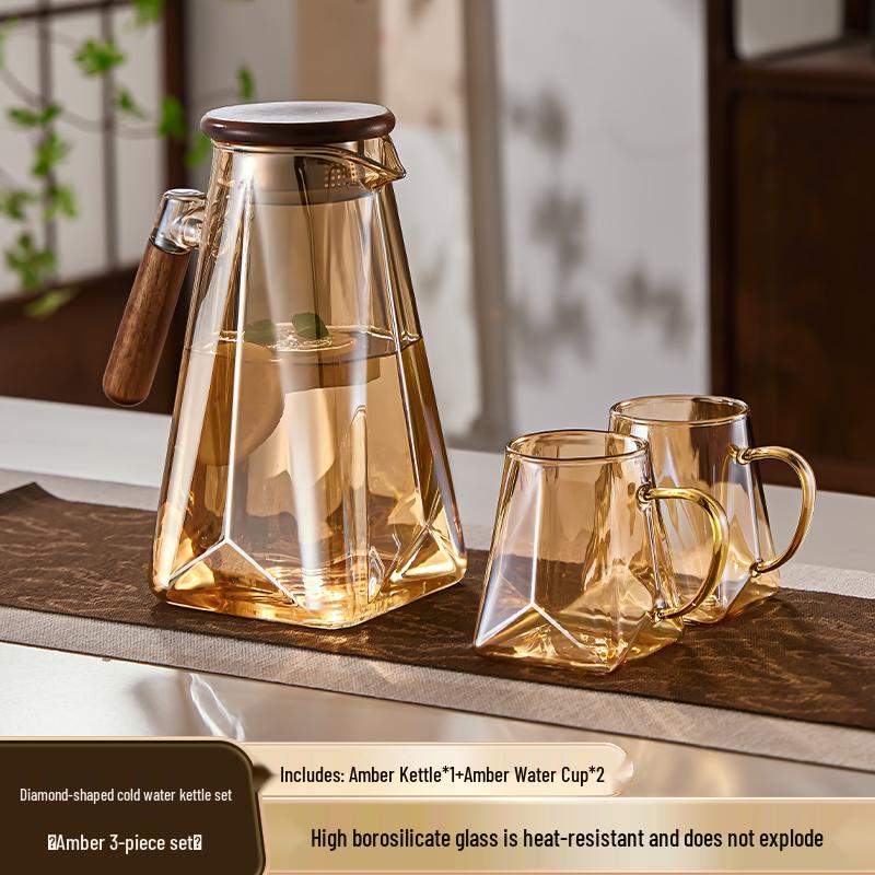 Yagang High-Temperature Resistant Glass Kettle Set for Tea, Living Room Cold Water Kettle Cup Set