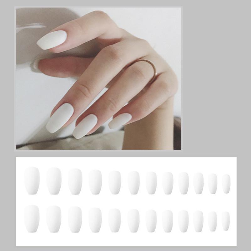 

Yuduo Ballet White Matte Wearable Nail Pieces - Matte False Nail Patches Stickers