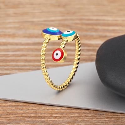

Nidin Lucky Shiny Zircon Fatima Hamsa Evil Eye Rings For Women Open Adjustable Gold Plated Turkish Trendy Wedding Party Jewelry красный