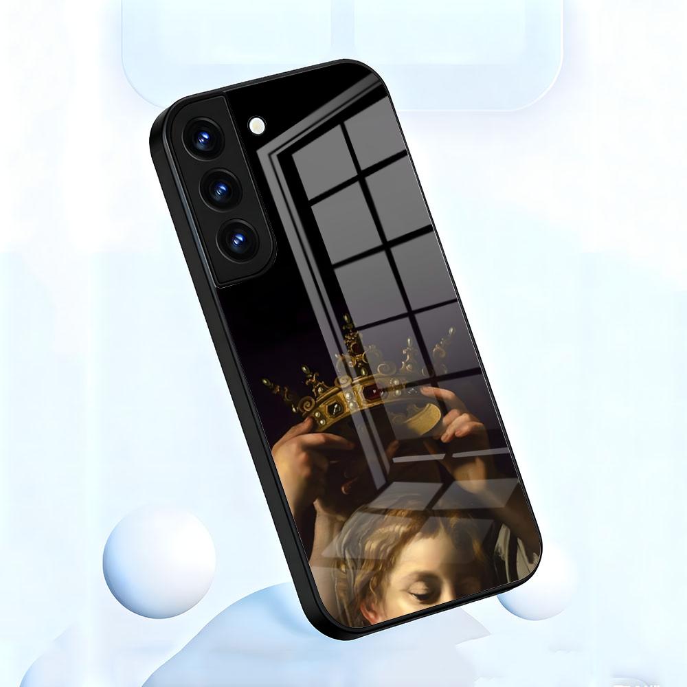 Renaissance Art Painting Phone Case For Samsung S26 S25 S24 FE S23 S22 S21 Plus S20 Ultra Note20Ultra Black Glass Cover
