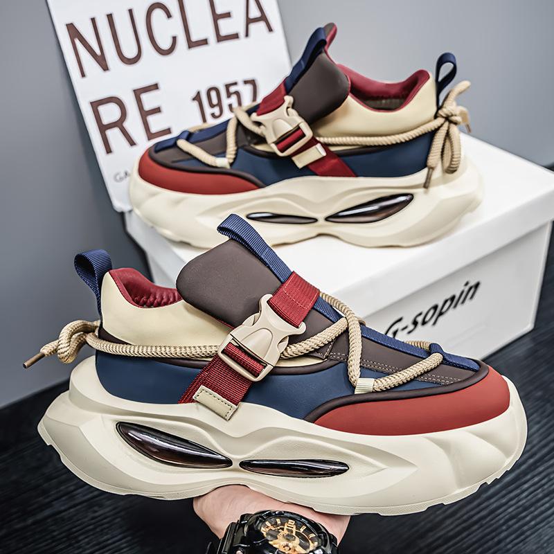 Leather Fashion Thick Sole Heightening Versatile Dad Shoes Korean Version of High-end Comfortable and Breathable One-pedal Sports and Leisure Trend