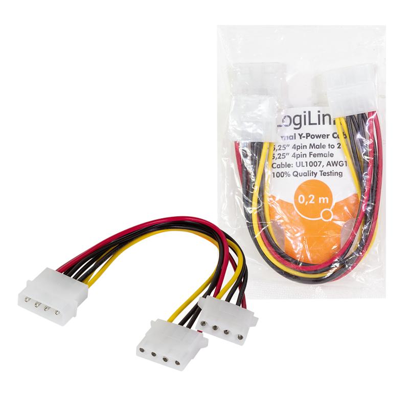 LogiLink CP001- Power Cable Internal, Internal 5.25" M - 2x5.25" F 0.20 M