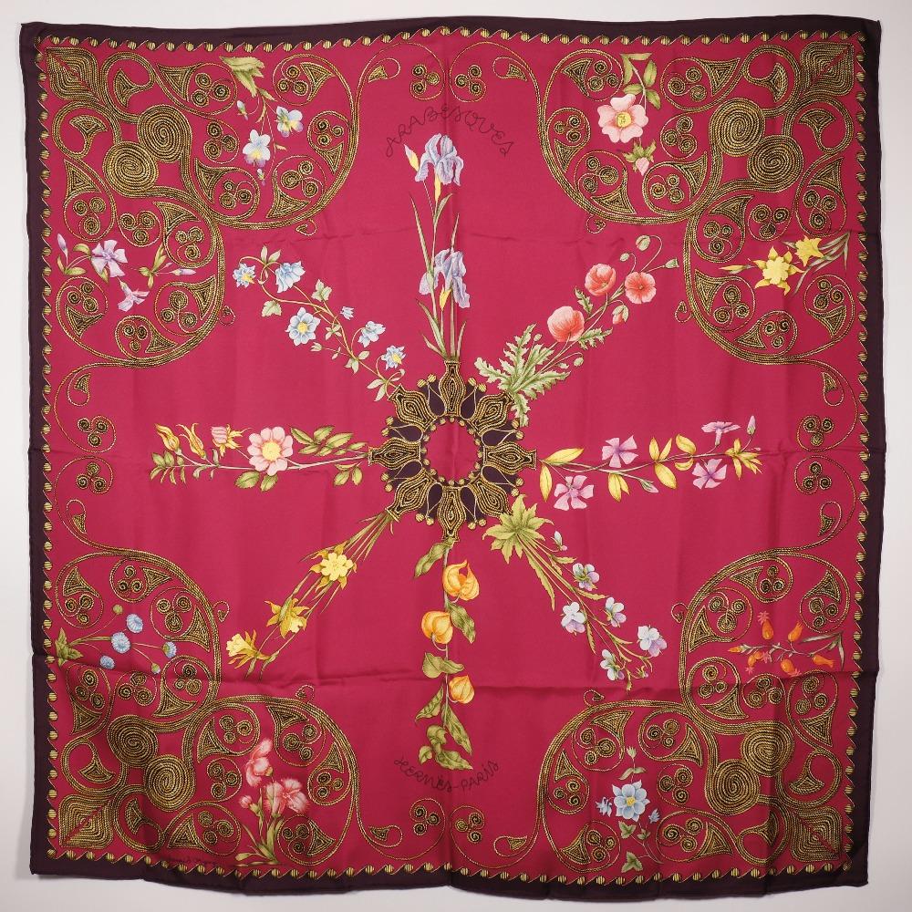 

HERMES Carree90 scarf ARABESQUES arabesque Red silk Women Used
