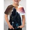 Boys' T-shirt 3D Printed with Tyrannosaurus Rex Fashion Trend Print Short Sleeved Round Neck Summer Quick Drying Clothing