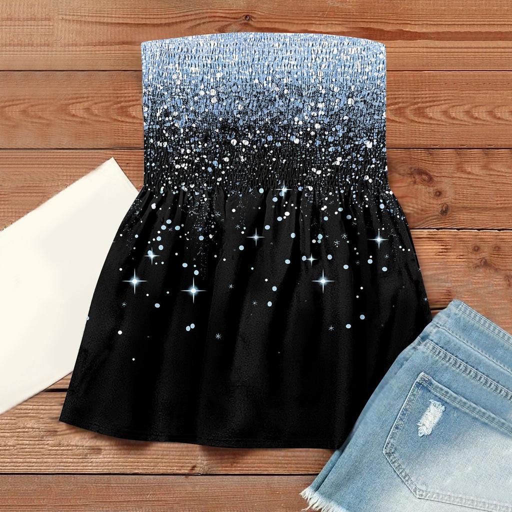 Tube-Tops für Damen, süßes, sexy, schulterfreies, ärmelloses T-Shirt mit Aufdruck