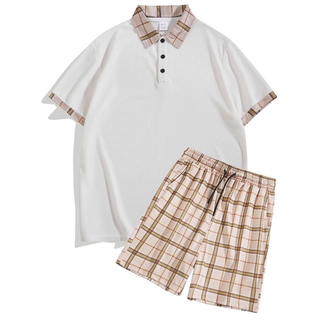 

Летняя мода повседневный спортивный мужской костюм удобный быстросохнущий однотонный клетчатый костюм двойка мужской XXXL белый