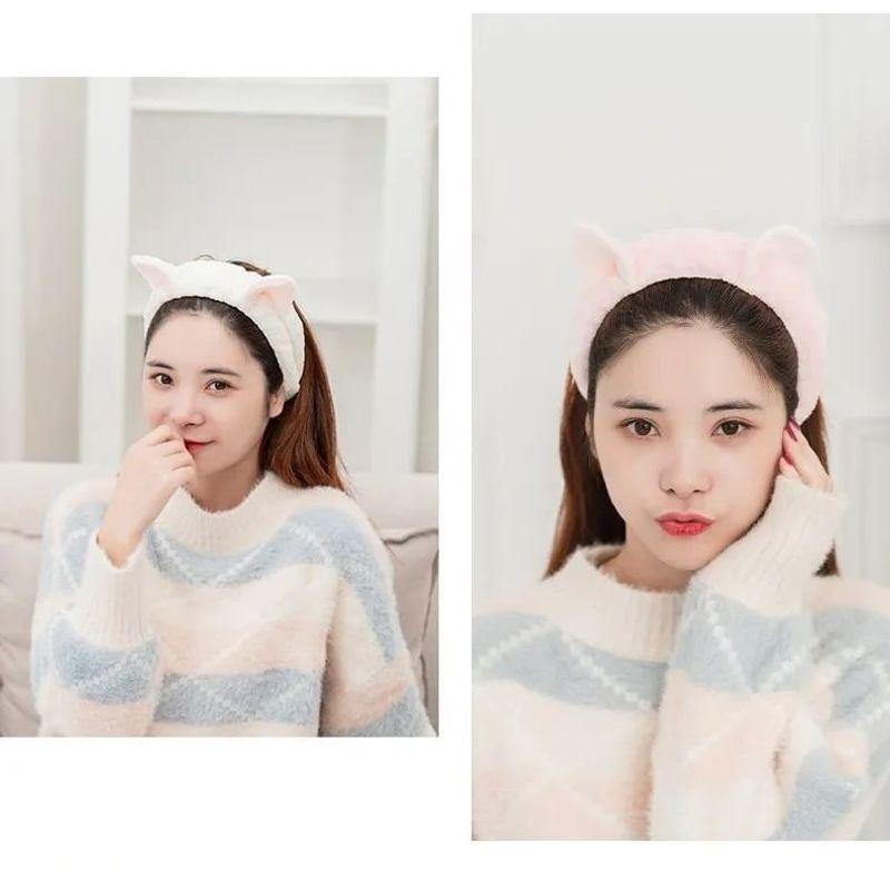 Honeyfluff - Chenille Animal Ear Face Wash Headband