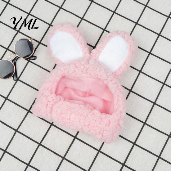 Fleece Tierohren Mütze Hasenohren Katzenhut, Niedliche Haustier Weiche Plüschmütze Bequeme Foto Requisite mit Hase für Katzen Kleine Hunde Party Kostüm Lustige Fotos