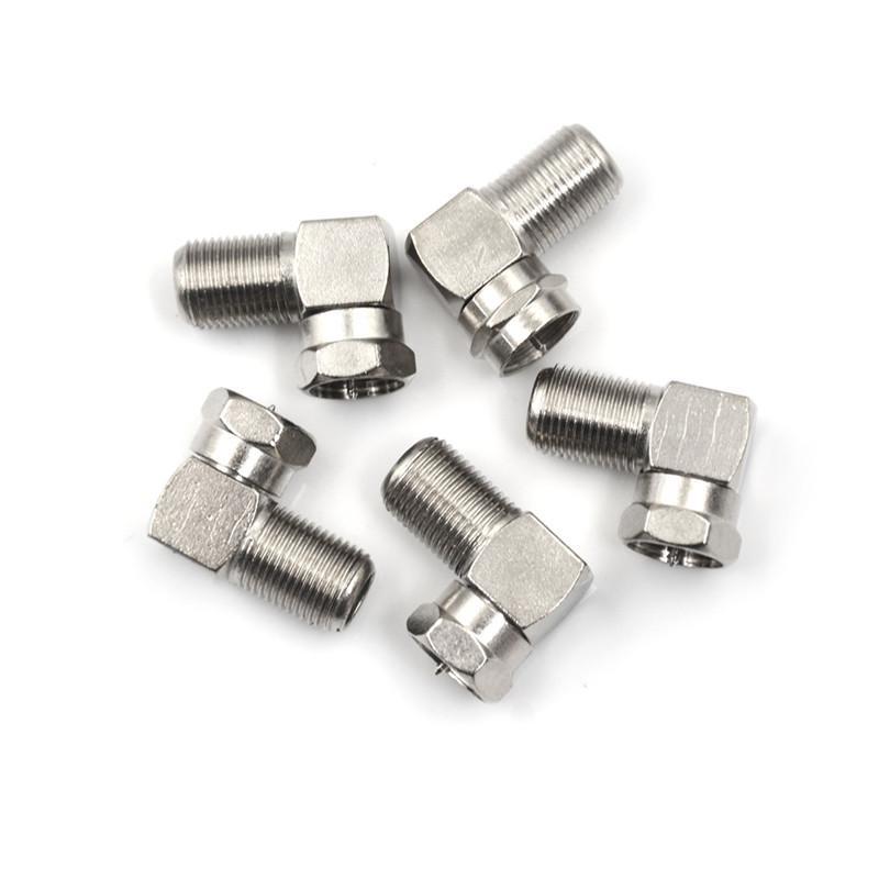 5Pcs 90 Degree F Male Female Connector Adapter Coaxial Cable Rg6 Rg59