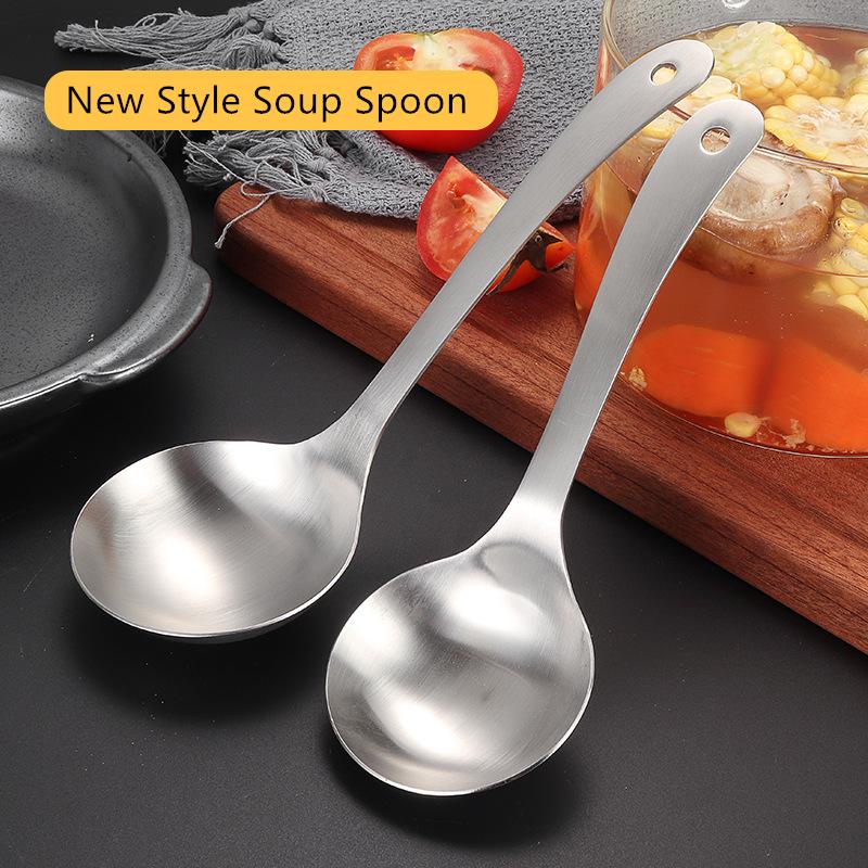 Stainless Steel Deepen Tablespoons Soup Ladle Long Handle Large Ramen Bouillon Spoon Kitchen Tableware Cooking Utensils