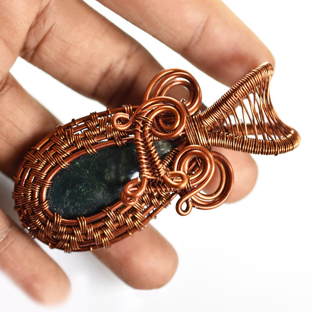 Natural Jasper Copper Wrapped 77.05 Ct Pear Cut Pendant Gemstone Jewelry Gift